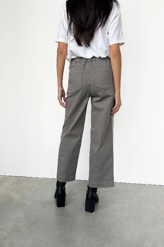 CROPPED LENGTH 26"" TWILL WIDE LEG PANT