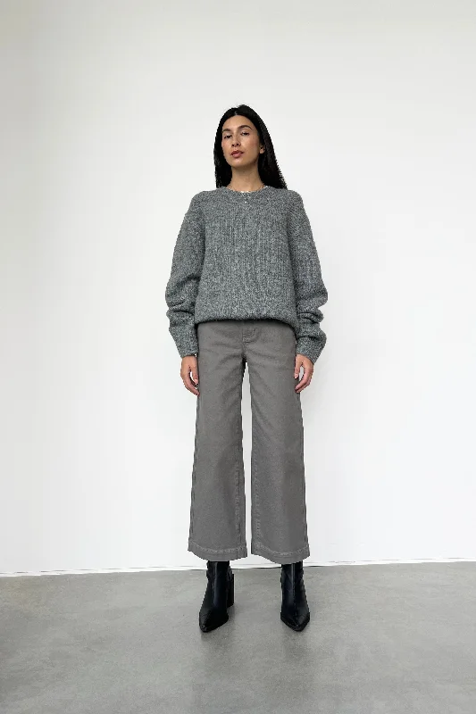 CROPPED LENGTH 26"" TWILL WIDE LEG PANT