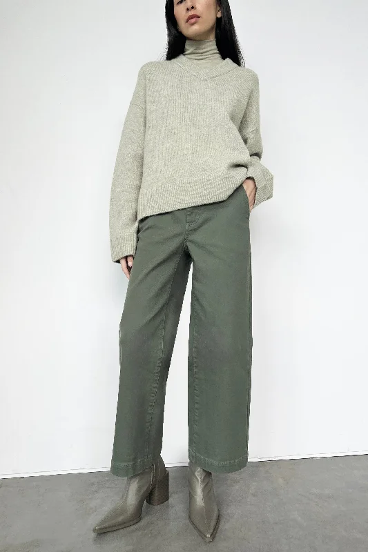 CROPPED LENGTH 26"" TWILL WIDE LEG PANT