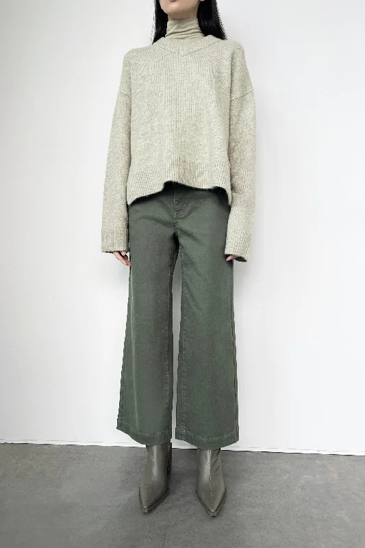 CROPPED LENGTH 26"" TWILL WIDE LEG PANT