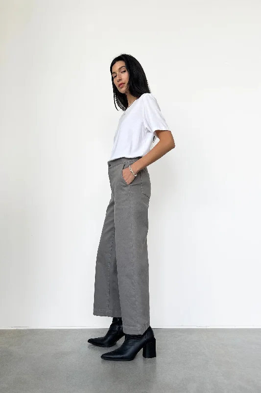 CROPPED LENGTH 26"" TWILL WIDE LEG PANT