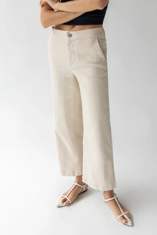 CROPPED LENGTH 26"" TWILL WIDE LEG PANT