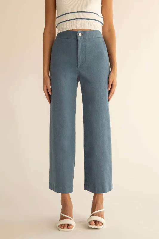 CROPPED LENGTH 26"" TWILL WIDE LEG PANT