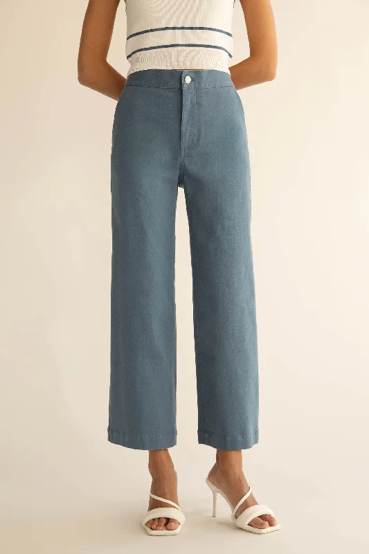 CROPPED LENGTH 26"" TWILL WIDE LEG PANT