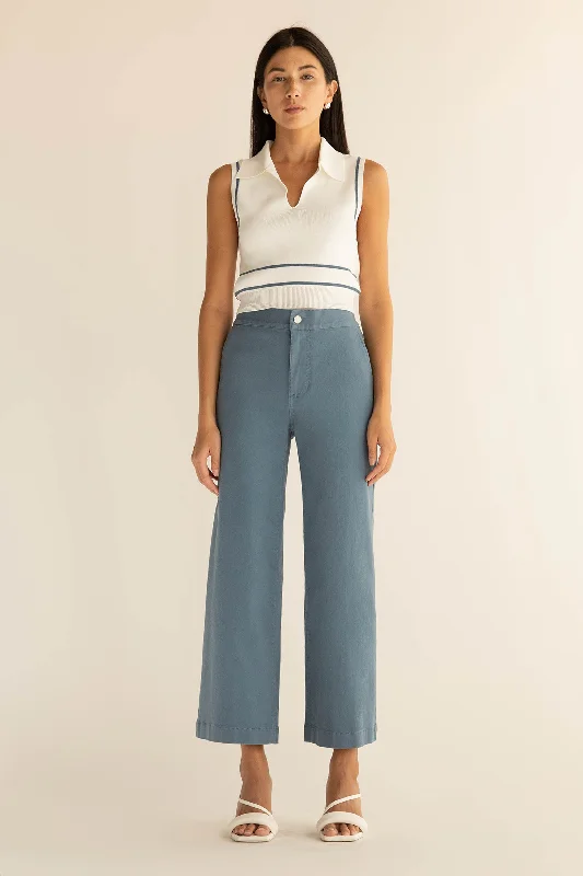 CROPPED LENGTH 26"" TWILL WIDE LEG PANT