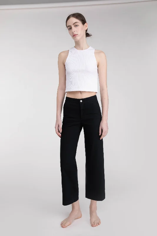 CROPPED LENGTH 26"" TWILL WIDE LEG PANT