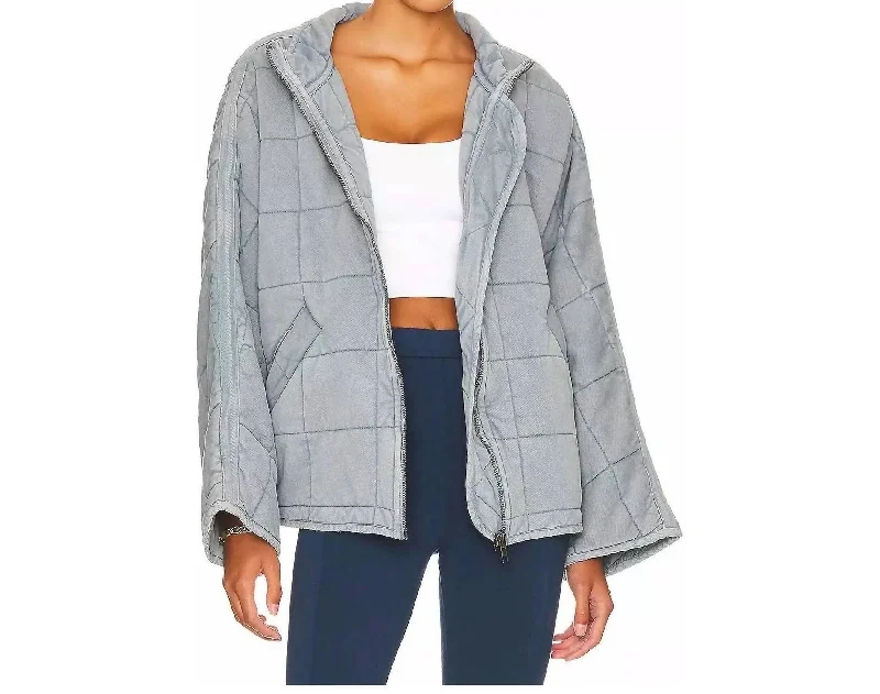 Dolman Quilted Jacket In Silver Lining