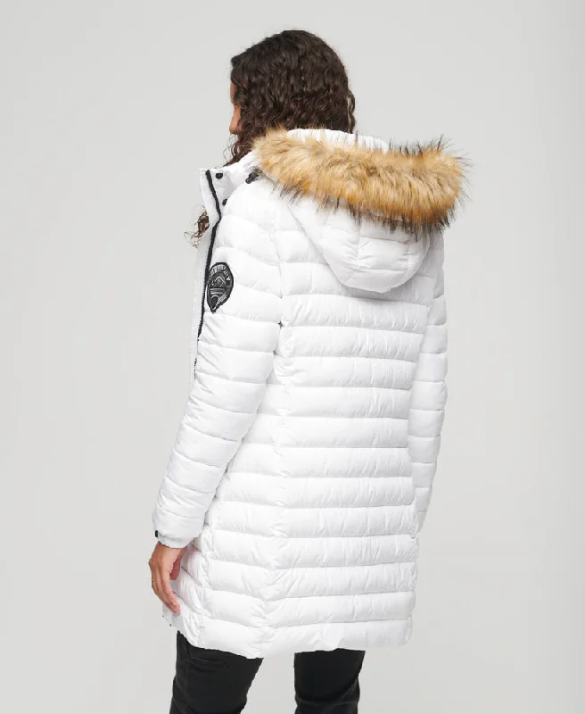 Fuji Hooded Mid Length Puffer Coat | White