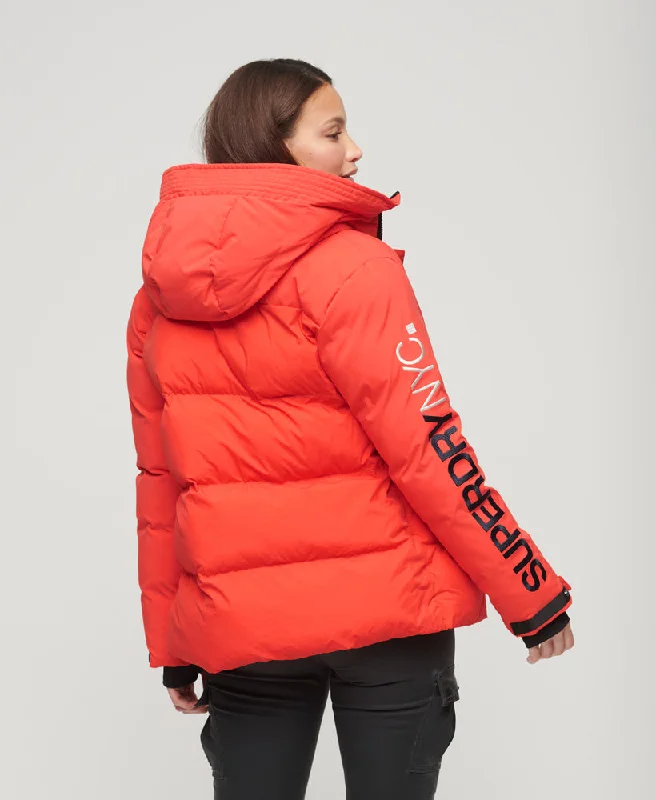 Hooded City Padded Wind Parka Jacket | Sunset Red