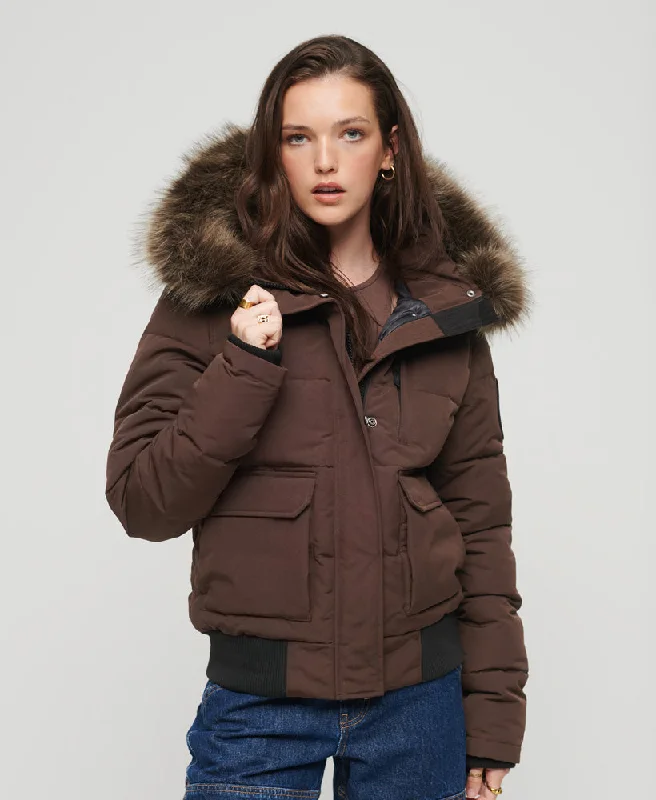 Hooded Everest Puffer Bomber Jacket | Java Brown