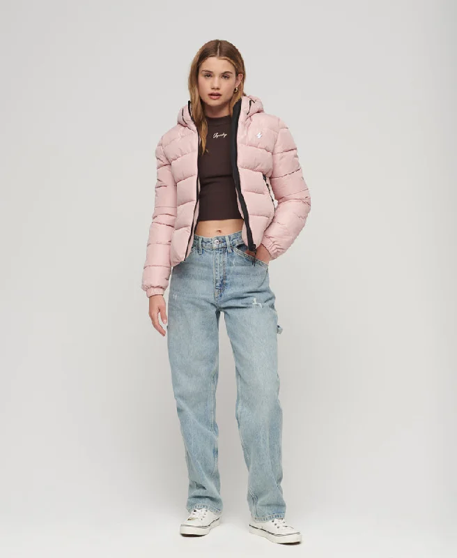 Hooded Spirit Sports Puffer Jacket | Vintage Blush Pink