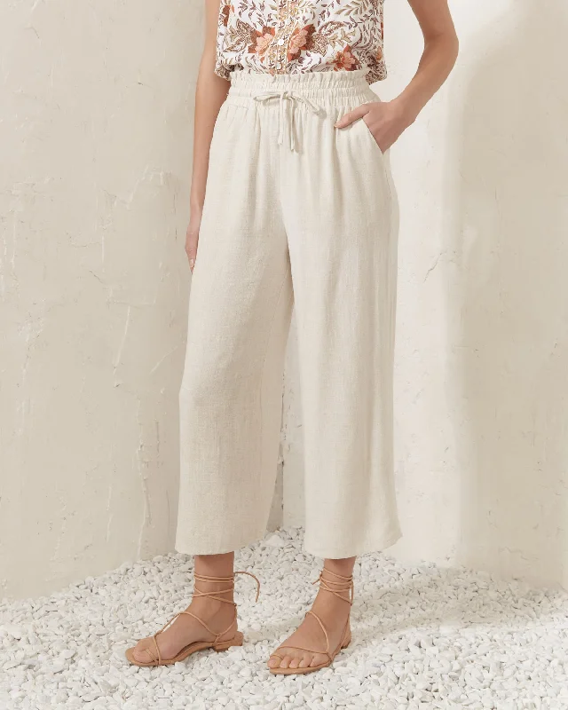 Idy Beige Linen Blend Culottes