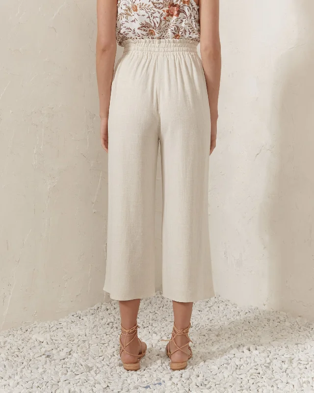 Idy Beige Linen Blend Culottes