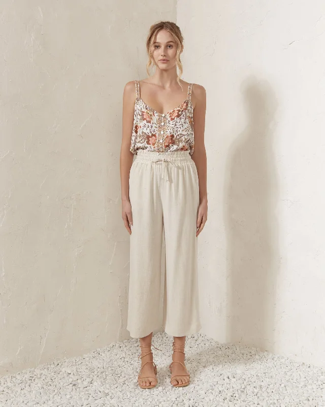 Idy Beige Linen Blend Culottes