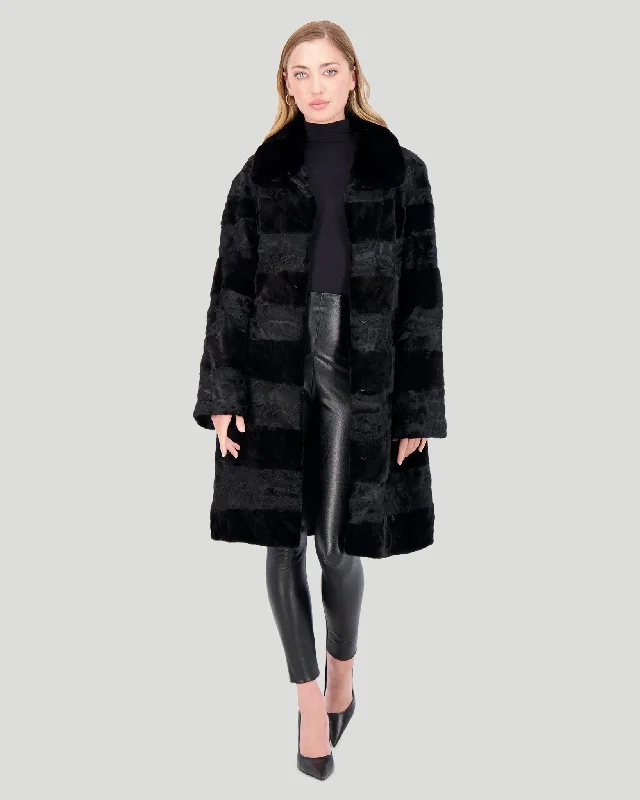 Lamb Short Coat With Mink Sections