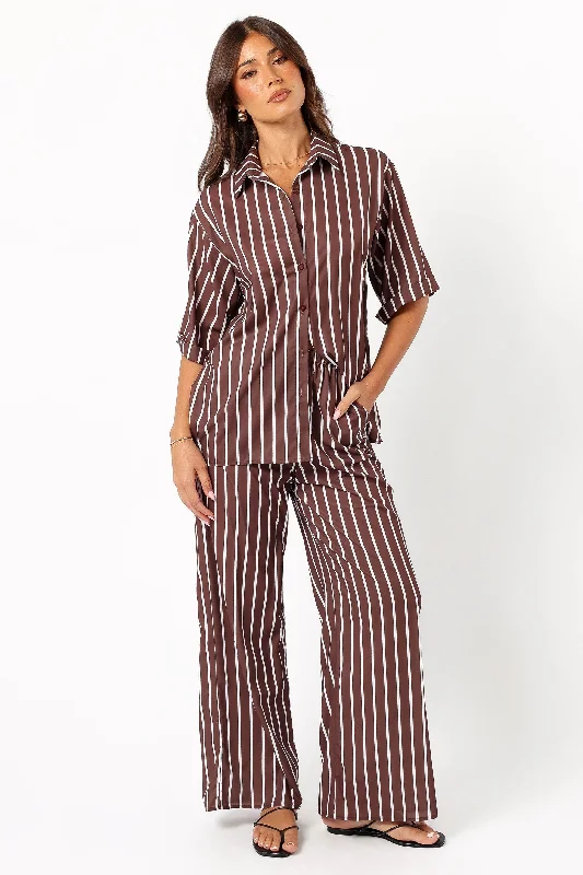 Lexa Pant Set - Chocolate Cream Stripe