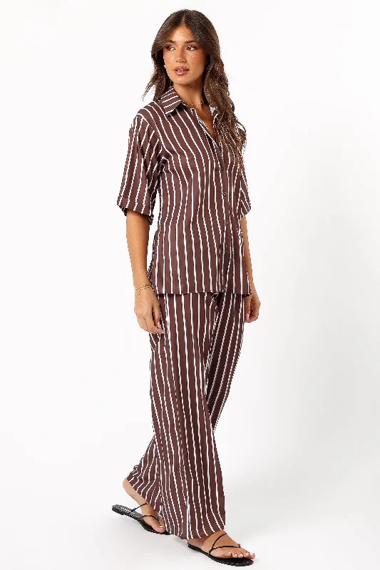 Lexa Pant Set - Chocolate Cream Stripe