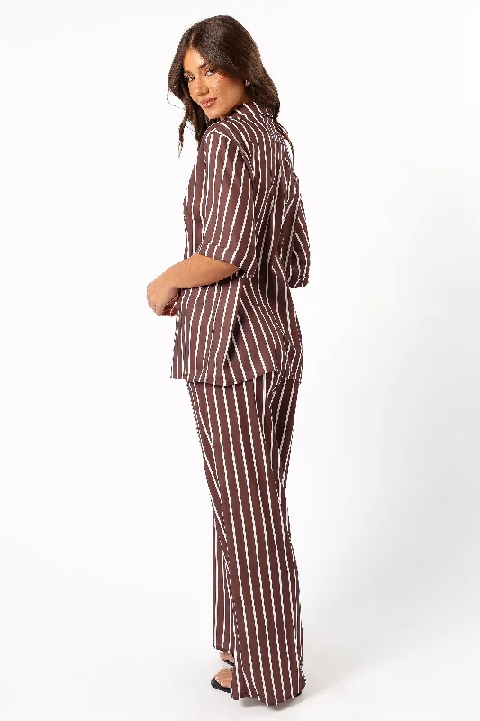 Lexa Pant Set - Chocolate Cream Stripe