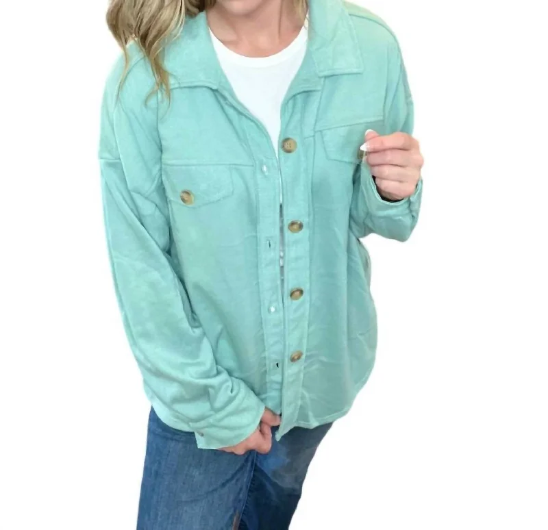 Malia Button Down Jacket In Sage