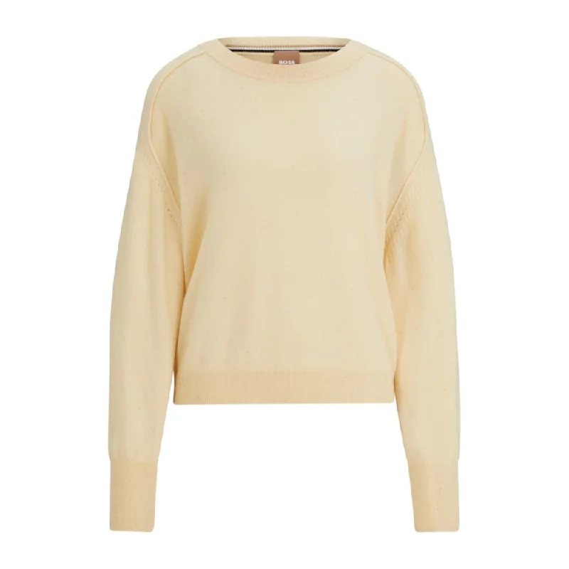 Melange sweater in cashmere with seam details