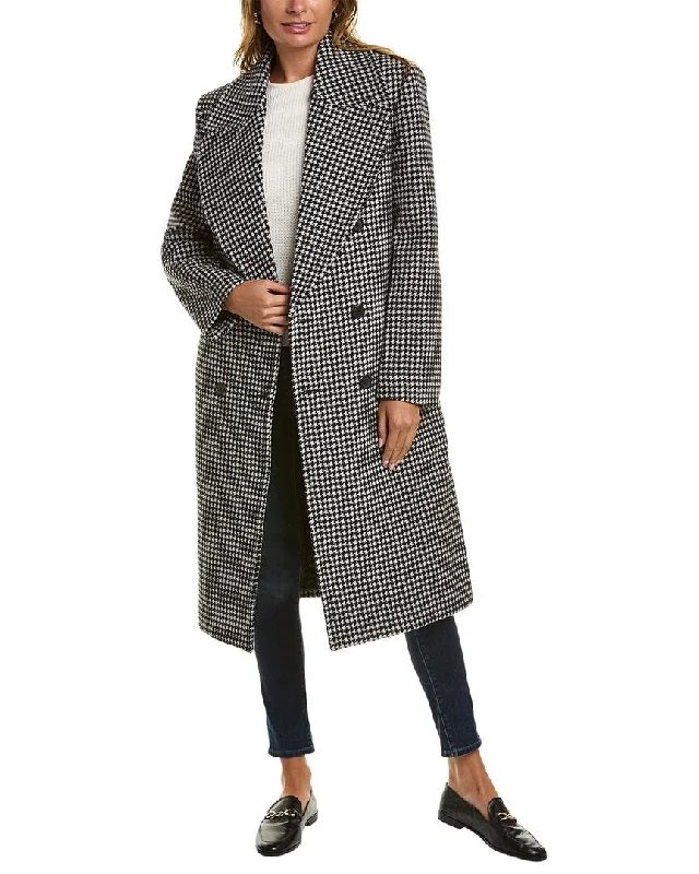 Michael Kors Collection Dogtooth Melton Wool Coat