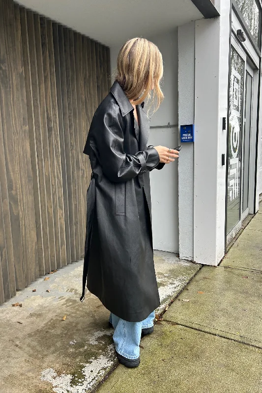 VEGAN LEATHER TRENCH COAT