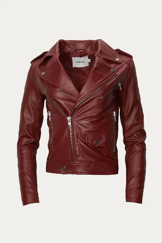 River Biker Jacket In Burgundy