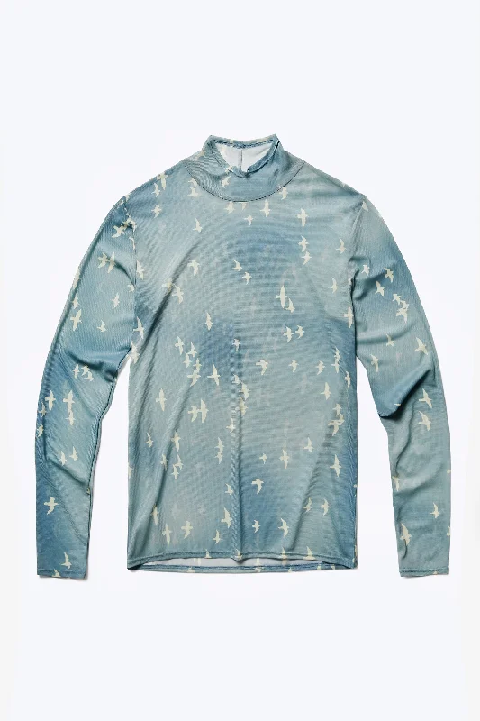 Sandpiper Mesh Long Sleeve Top Teal Print