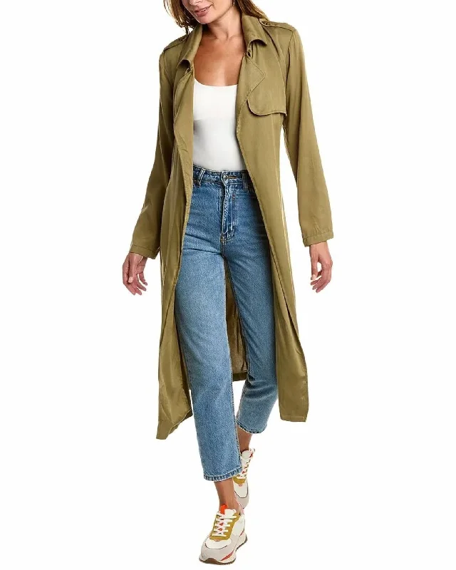 Spring Trench Coat In Dark Olive