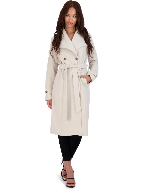 Womens Faux Wool Belted Wrap Coat