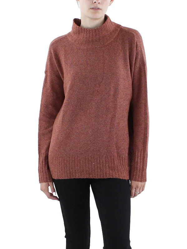 Womens Ribbed Trim  Polyester Turtleneck Sweater