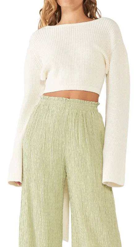 Zeal Tie Back Sweater In Ivory