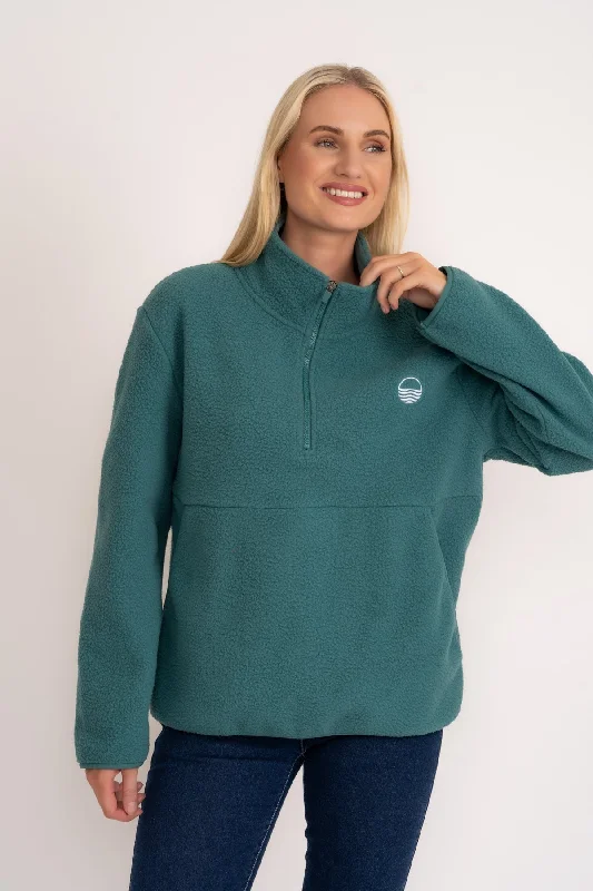 1/2 Zip Teddy Fleece in Teal