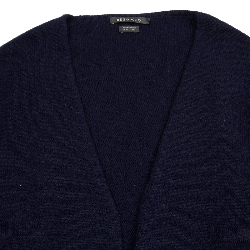 Begg & Co Joy Slouch Pocket Cashmere Cardigan in Night Sky