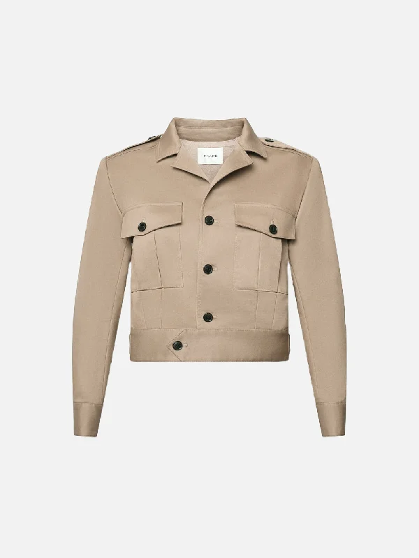 Cropped Jacket -- Khaki Tan