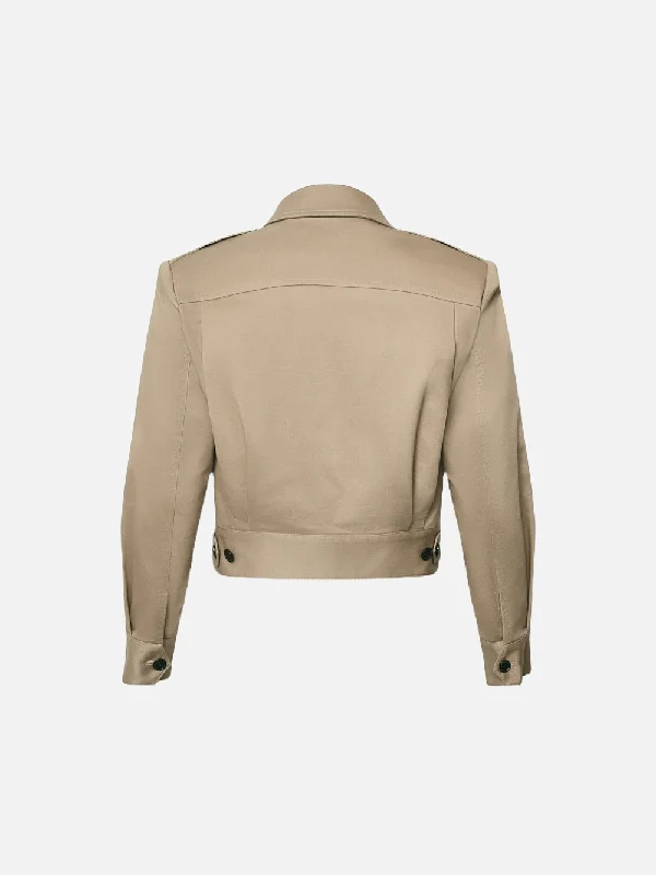 Cropped Jacket -- Khaki Tan