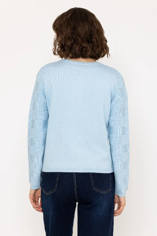 Light Blue Basket Stitch Knit Cardigan