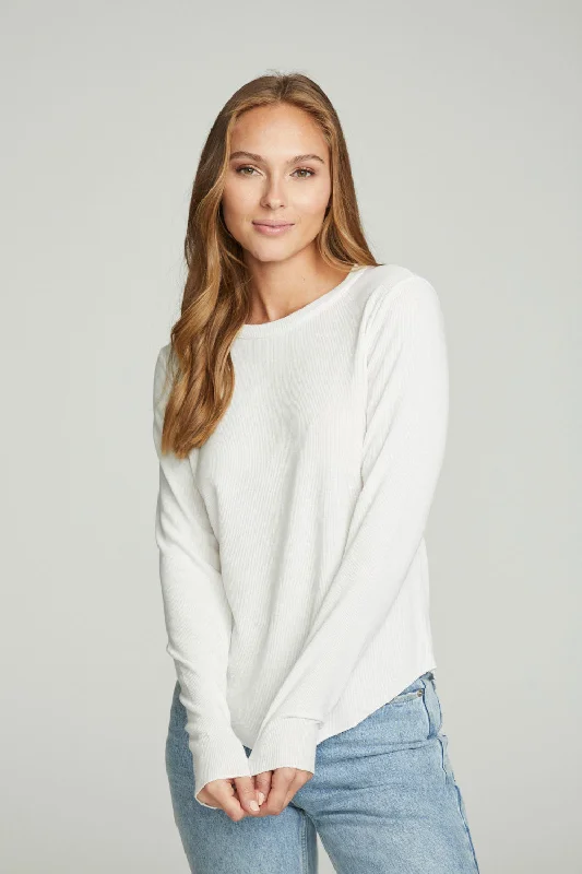 Long Sleeve Crew Neck Shirttail Tee