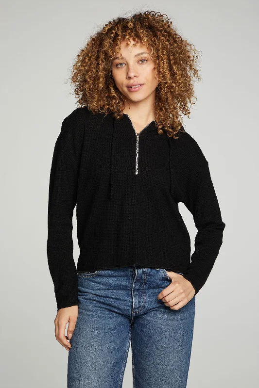 Long Sleeve Semi Cropped Zip Front Hoodie