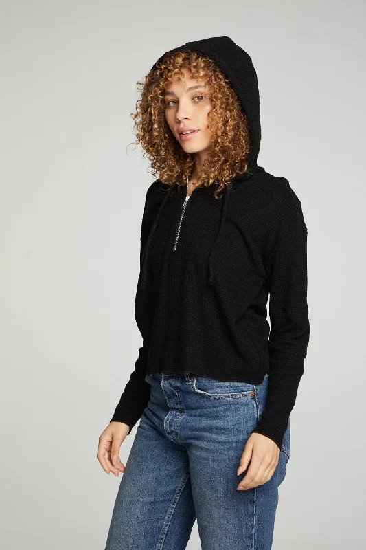 Long Sleeve Semi Cropped Zip Front Hoodie