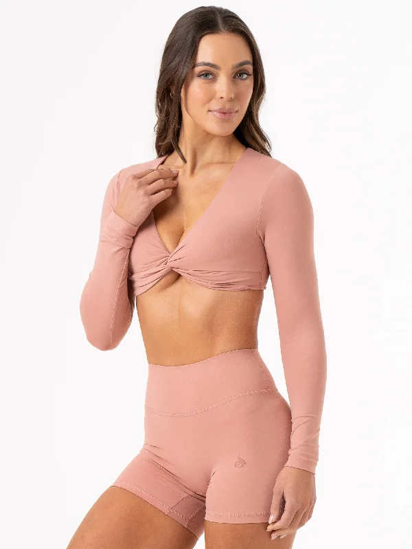 NKD Knot Long Sleeve Top - Dusty Pink