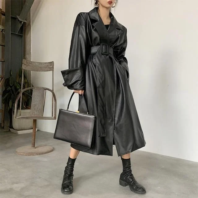 Oversized Trench Coat For Women, Black