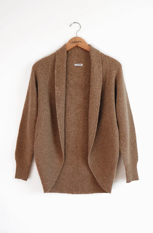 Shawl collar Cashmere Cardigan - taupe