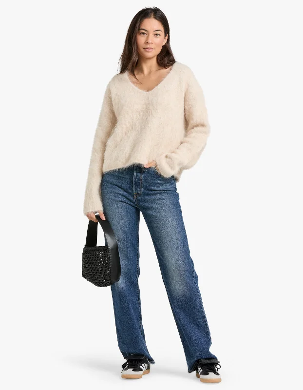 Hunter Alpaca V-Neck Knit - Cream