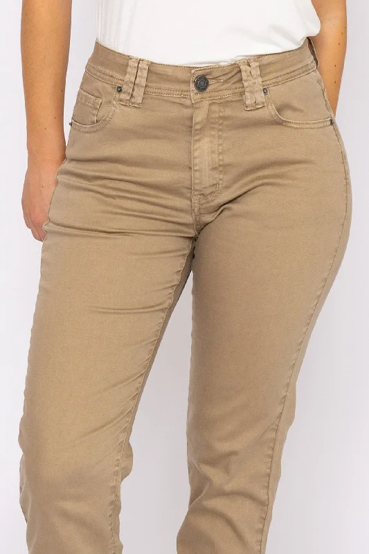 Casual Straight Leg Pants in Taupe