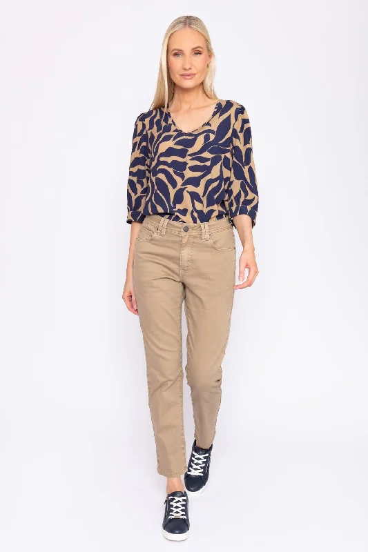 Casual Straight Leg Pants in Taupe