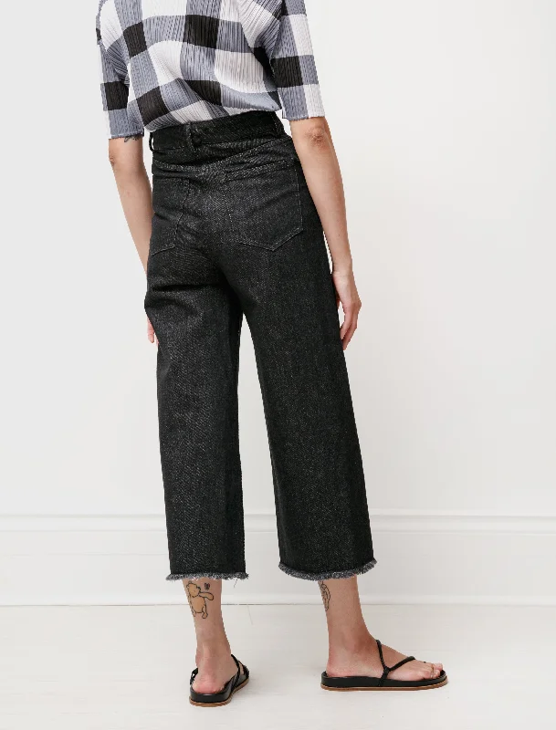 Wide Leg Unfinished Jeans Dark