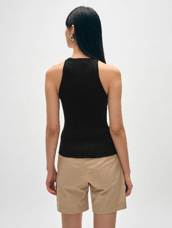 Linen Ribbed Cut In Tank