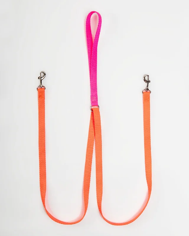 Double Clip Training Leash in Hot Pink + Neon Orange (Made in the USA)